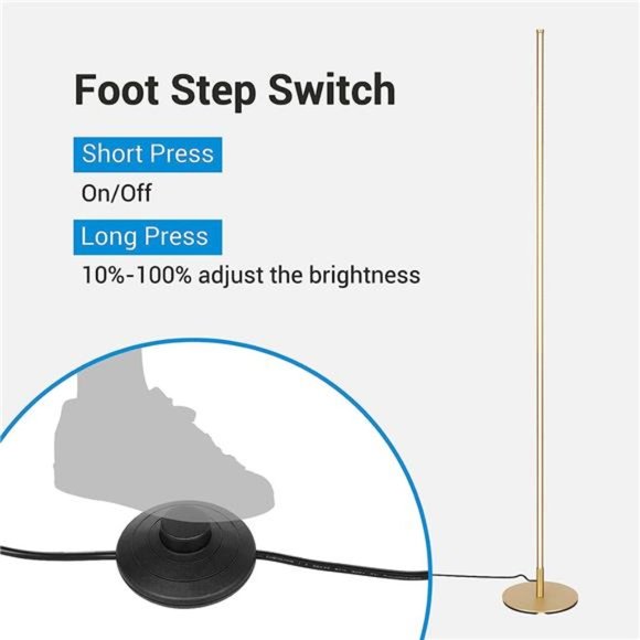 LED Corner Floor Lamp, 57.5" Minimalist Dimmable Slim Lighting, Standing Tall - Picture 4 of 6